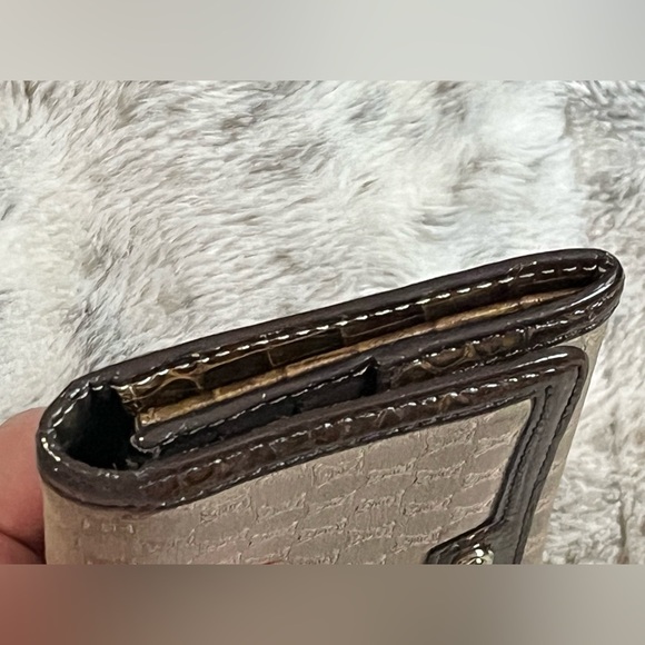 Celine Beige Macadam Canvas w/ Croc Embossed Leather French long Wallet-rare - Picture 9 of 16